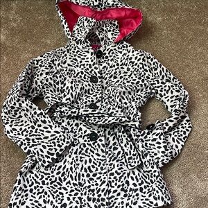 Pink platinum kids 7/8 Leopard Print Trench Coat with Pink Lining